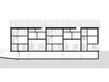 Längsschnitt: Im Erdgeschoss befinden sich die überhohen Wohnräume, die entweder auf der Hofseite oder auf der Rückseite des Gebäudes verortet sind.
