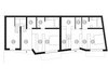 Doppelhaus, Grundriss Erdgeschoss: Abstellraum (1), Hausflur (2), Ankleide (3), Schlafzimmer (4), Badezimmer?/?Dusche (5), Wirtschaftsraum (6) und WC (7).
