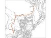 Der Weg schlängelt sich nördlich des Dorfs durch den Wald und folgt der Höhenkurve.
